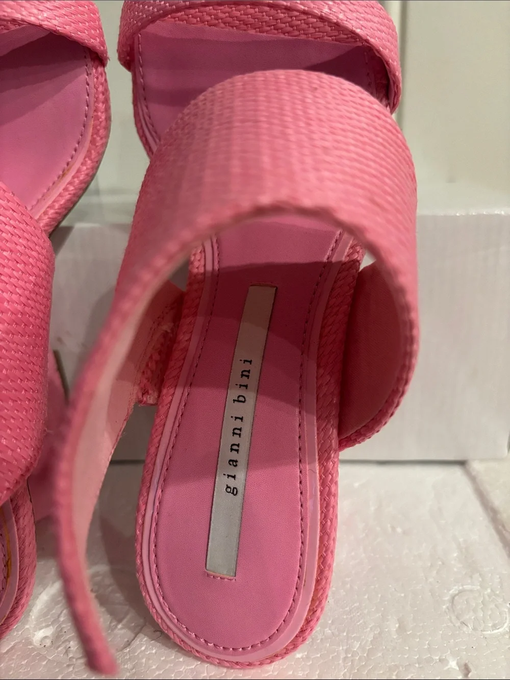 Gianni Bini pink Sculpted Heel Slide Sandals - Women